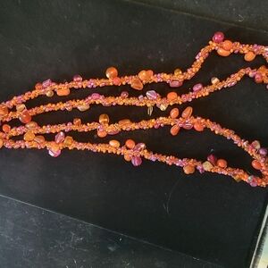 Vibrant Orange and Pink Beaded Necklace